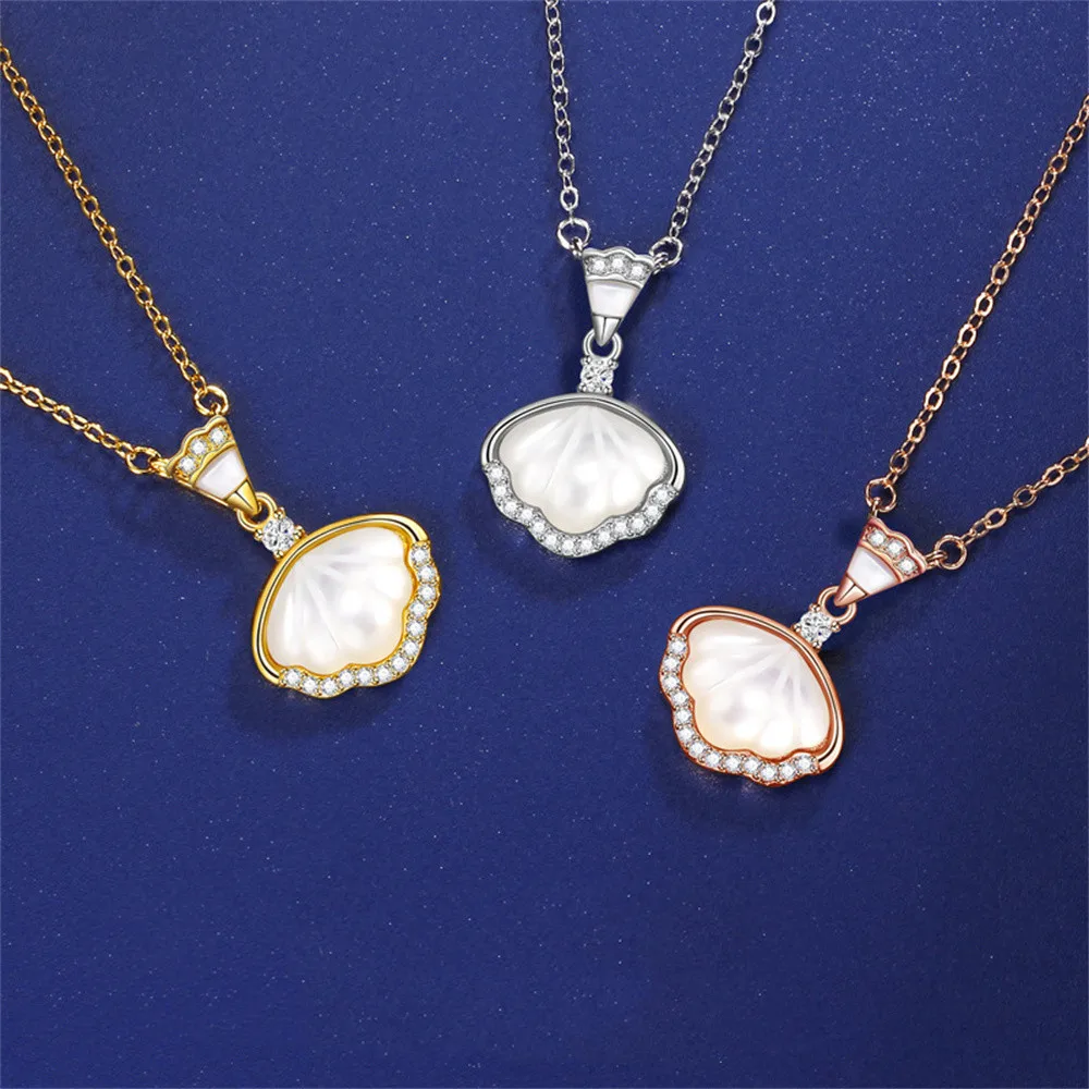 

Korean S925 Silver Shell - White Shell, Ins Versatile Unique Women's Sweater Chain