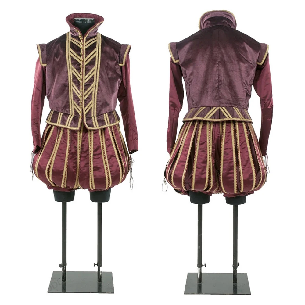 Costume da Tudor elisabettiano da uomo del XVIII secolo Royal Court King Prince Abito uniforme rosso Abito storico nobile rinascimentale