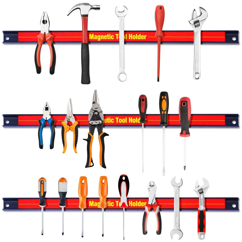 20/30/46cm Magnetic Tool Holder Metal Magnet Tool Organizer Bar Long Strip Garage Cutter Wrench Pliers Hand Tool Holder Storage