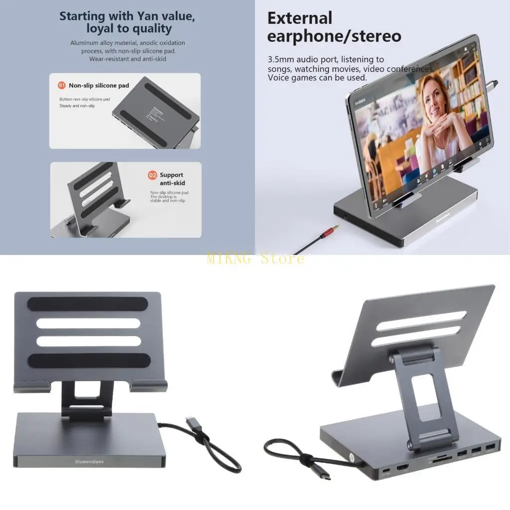 

Aluminum Type C Hub / 9 in 1 Connection Ports Fast Data Transfer Multi Functional Docking Station Laptop Stands best sale
