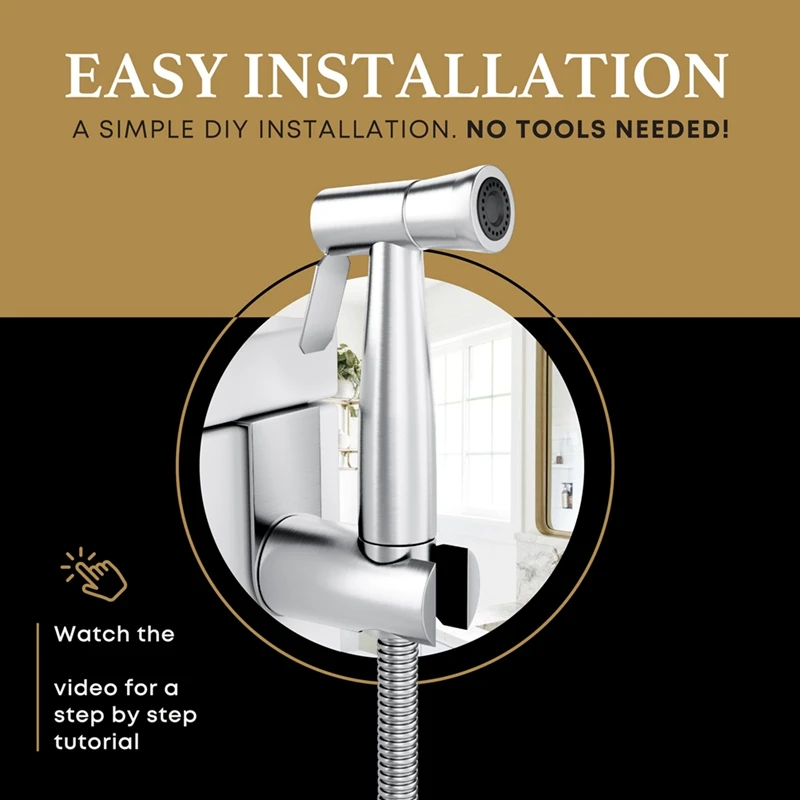 بخاخ TKOH-Bidet للمرحاض، طقم رش محمول، مجموعة بخاخ حفاضات قماشية - سهل التركيب - ستانلس ستيل