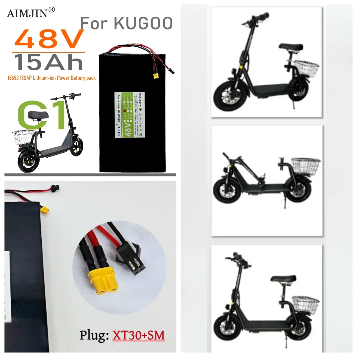 

Li-ion battery pack 48V 13S4P 15AH For Kugoo C1 plus/C-seat electric scooter/kugoo jilong/kugoo/adult electric scooter/men/kuga