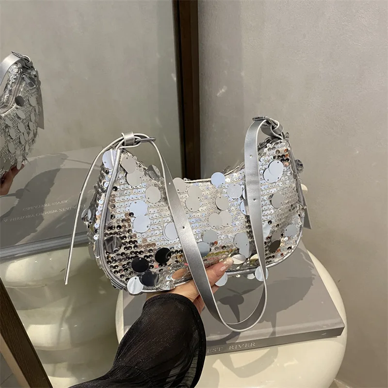 

Элегантные женские сумки на плечо с блестками, однотонные простые женские сумки через плечо, универсальный женский вечерний клатч для телефона