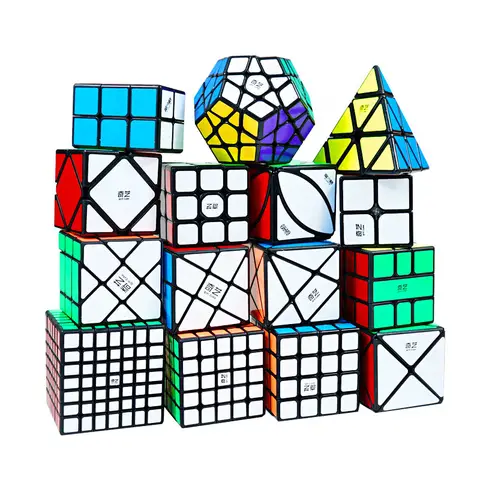 Qiyi 3x3x3 4x4x4 5x5x5 Cubo mágico profesional pegatina negra Cubo de velocidad rompecabezas aprendizaje Cubo mágico juguetes para niños regalos para chico