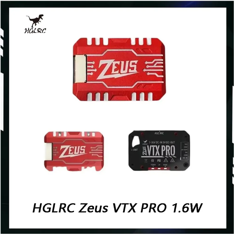 

HGLRC New Zeus VTX PRO 1.6W 5.8G Image Transmission 40CH with Microphone PIT/25/400/800/1.6W Adjustable For RC FPV Racing Drone
