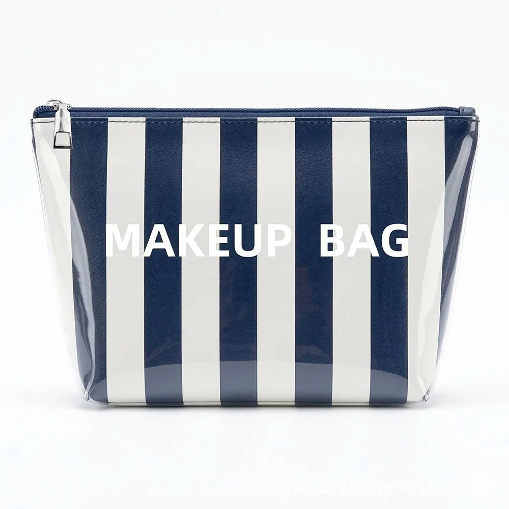 Large Capacity Striped Makeup Bag Lightweight Waterproof PVC Cosmetic Bag Multipurpose Polka Dot Pattern Polka Dot Makeup Case
