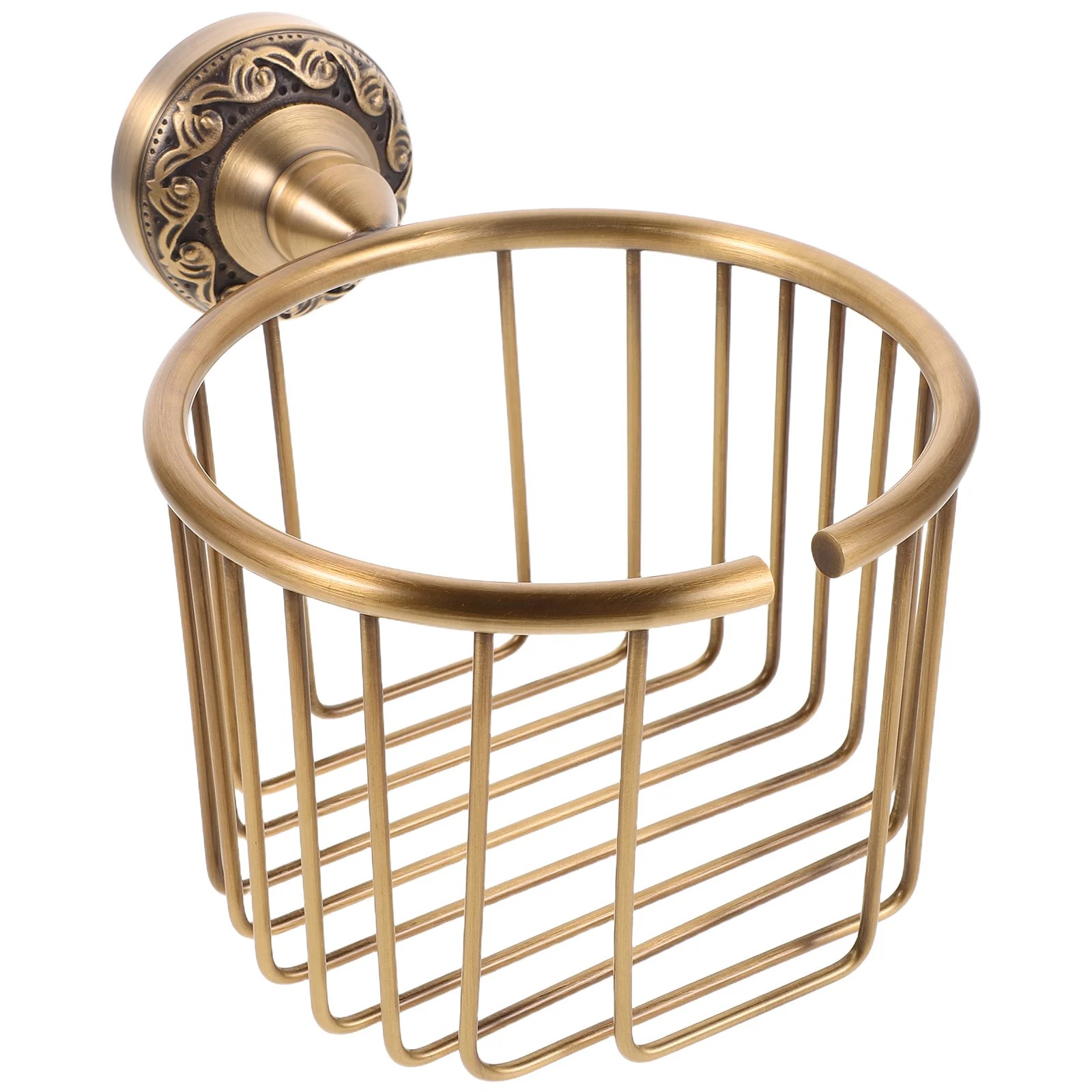 

Vintage Brass Toilet Paper Holder Wall Mounted Tissue Basket Wire Rack Bathroom Organizer Storage Tissue Storage Rack