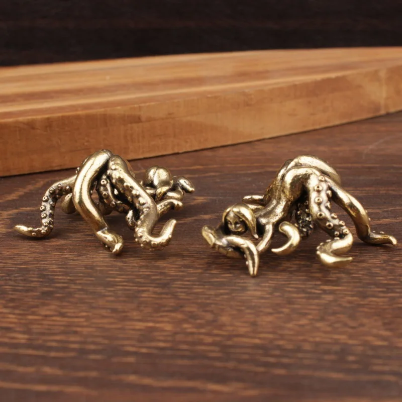 1/2 Pcs Vintage Brass Mermaid Figurine, Handmade Copper Table Decor, Tea Pet Ornament