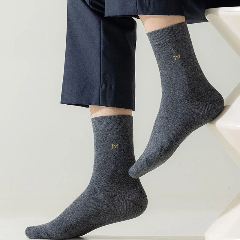 M Letter Style Couple Mid Tube Socks Versatile for Commuting Lightweight Formal Wear Elastic Breathable One Size Fits All Socks