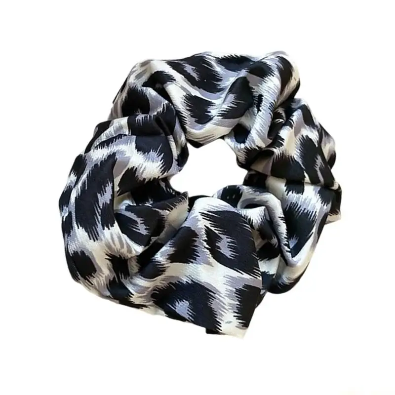 31BF 2Pieces Leopard Pattern Scrunchies Hair Ties Elastic Hairband For Women Girl