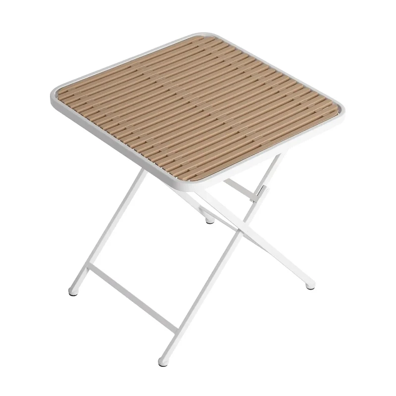 

Square Folding Table Polypropylene Top Metal Legs Indoor Outdoor Dining Living Garden Terrace Use