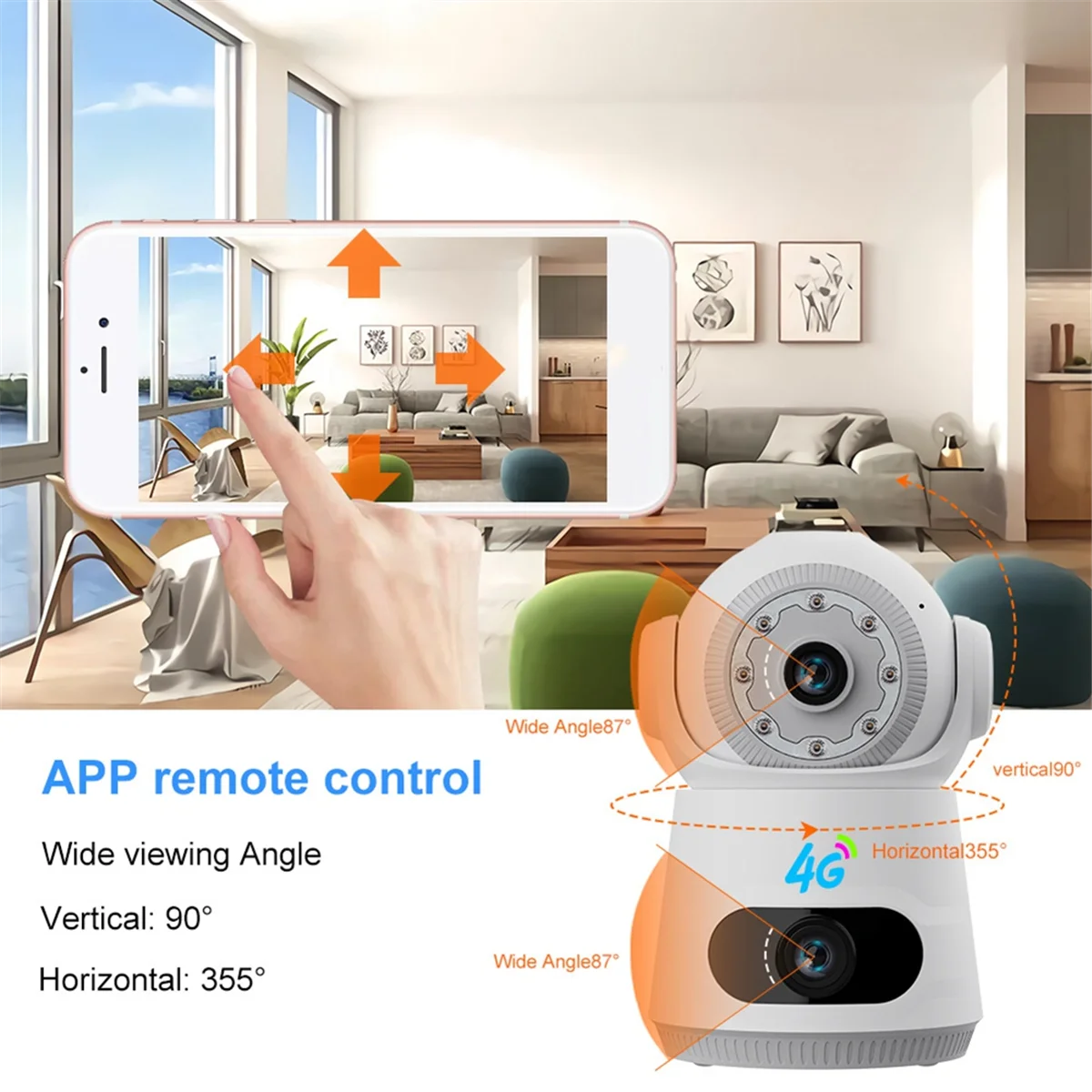 4MP Camera with 4G SIM, enabling Two-Way Voice Intercom and Auto Tracking, US Plug Variant -Y18A