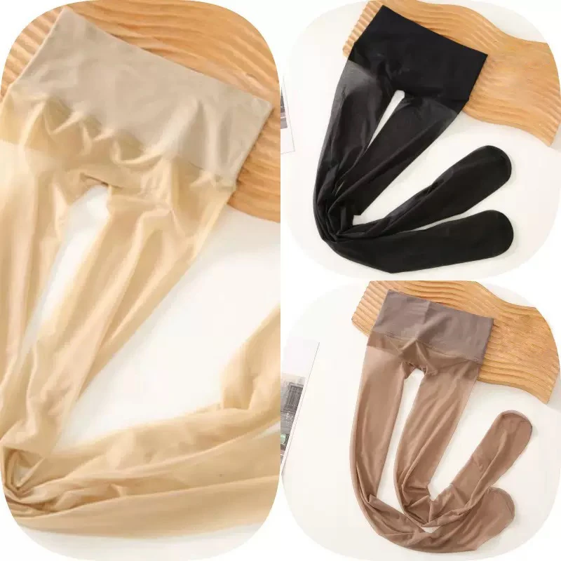 Women Thin Matte Silky High Waist Pantyhose Seamless Anti Hook Stocking Female Transparent Invisible Matte Crotchless Sexy Tight