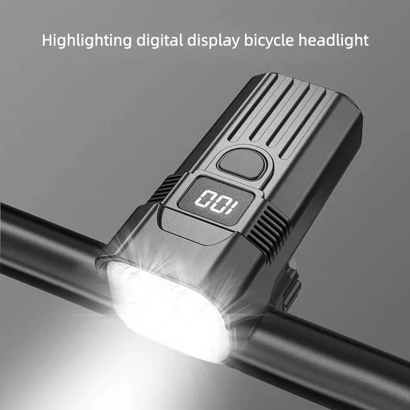 High Lumen Waterproof Bike Light Long Runtime USB Recharge Aluminum Alloy Headlight with Digital Battery Display Night Riding