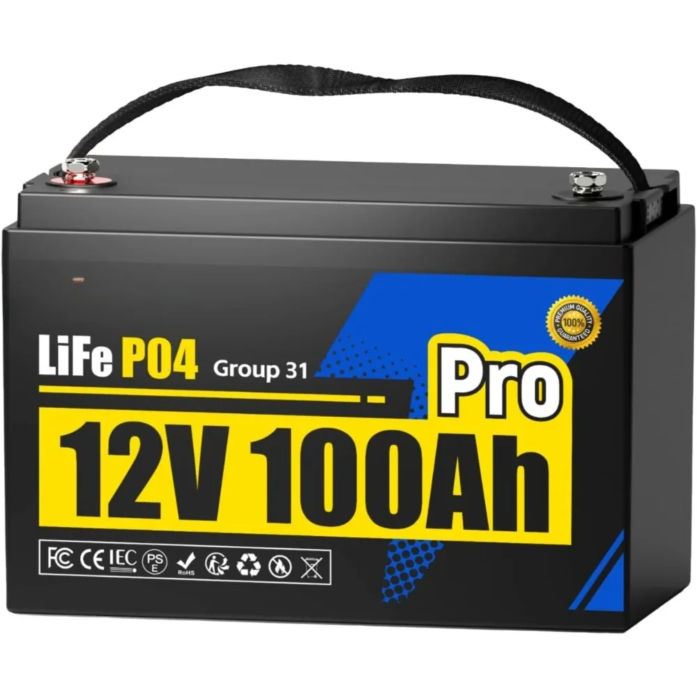 

WattCycle 12V 100Ah LiFePO4 Battery, Lithium Battery 12V 110A BMS, Lithium RV Batteries 15000+ Deep Cycles.Customized