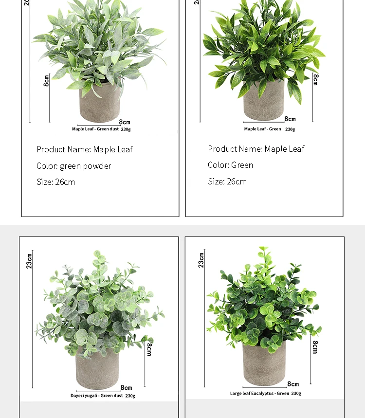Künstliche Pflanze Topf Eukalyptus Pflanze kleine gefälschte Blume Bonsai mit Topf Mini Pflanze Desktop Office Home Restaurant Dekoration – Detail 6