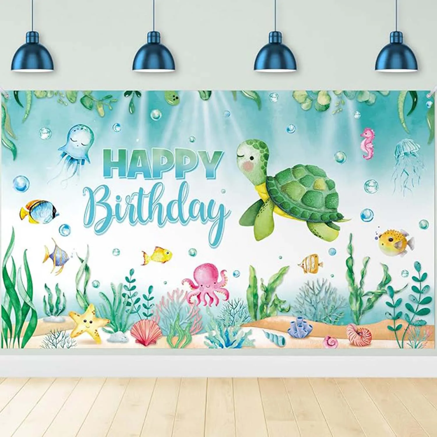 1.85 * 1.1M Marine Animal Turtle Theme Birthday Party Venue Decoration Photography Background Cloth