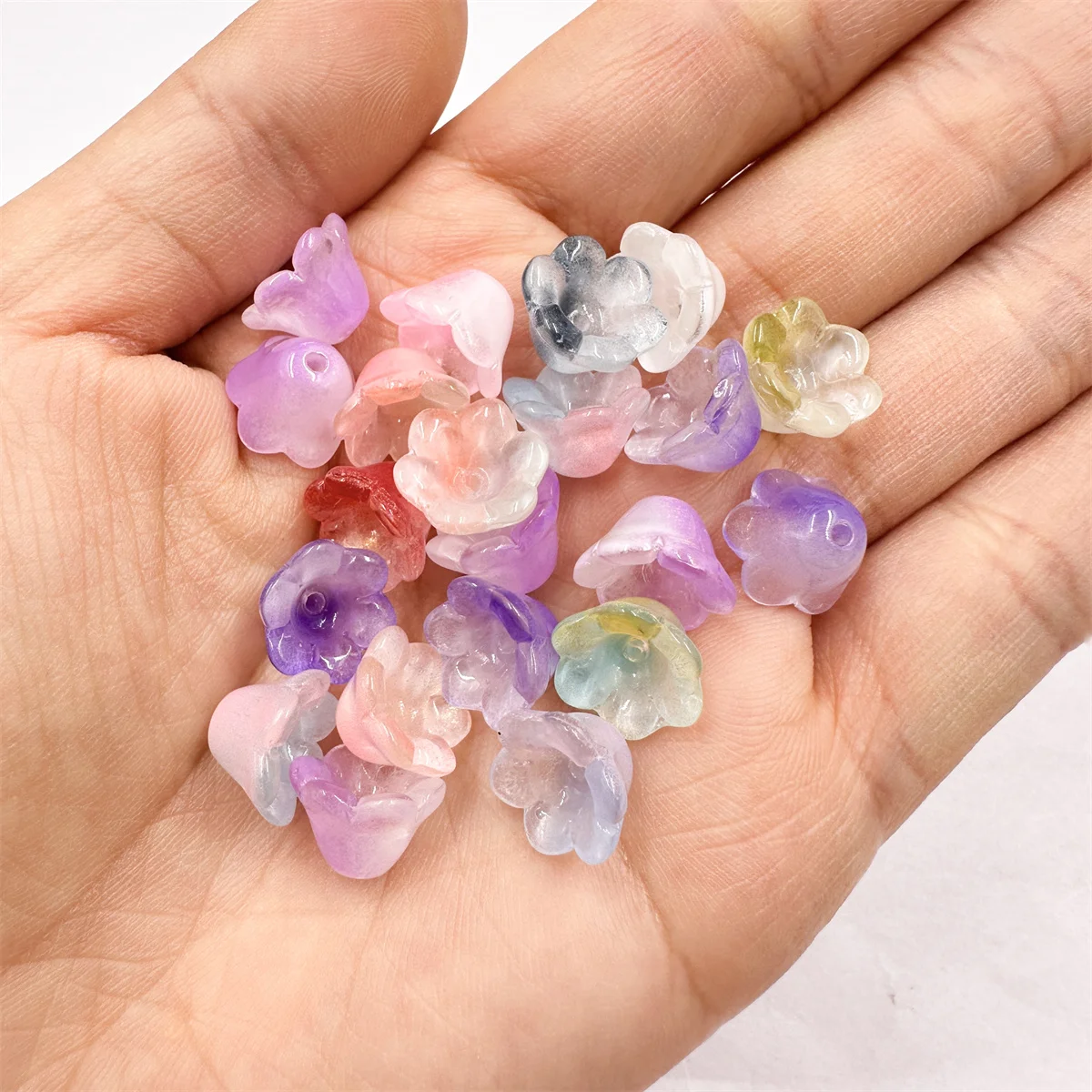 20PCS/Lot 12x7mm Spacer Glass Flower Beads Caps for Earrings Bracelets Hairpin DIY Jewelry Making Accessories