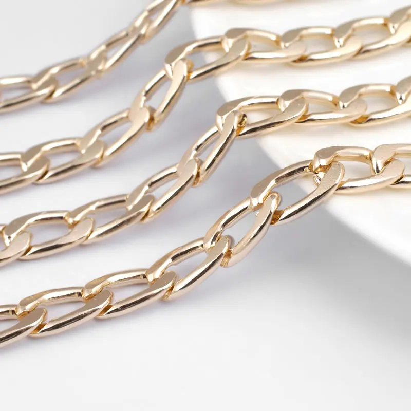 1 Meter Champagne Gold Color Flat Extended Chains Aluminum Chains Necklace Chains High Quality Diy Jewelry Making Accessories