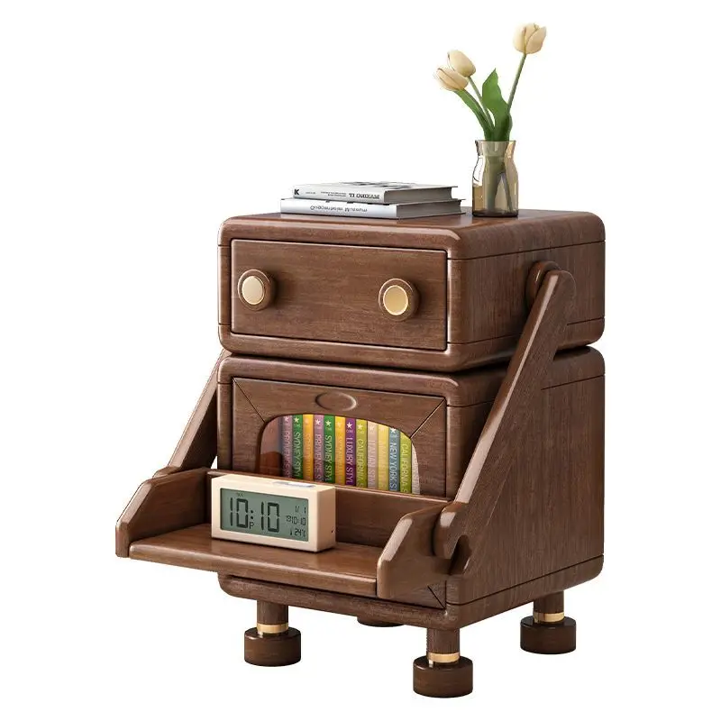 Solid wood robot bedside table, walnut cabinet cartoon, robot storage