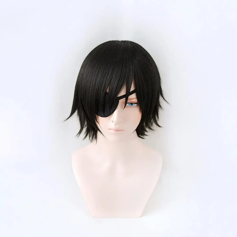 Halloween Anime Kostuum Korte Zwarte Rechte Pruik Himeno Cosplay Synthetisch Haar Hittebestendig voor Cosplay Halloween