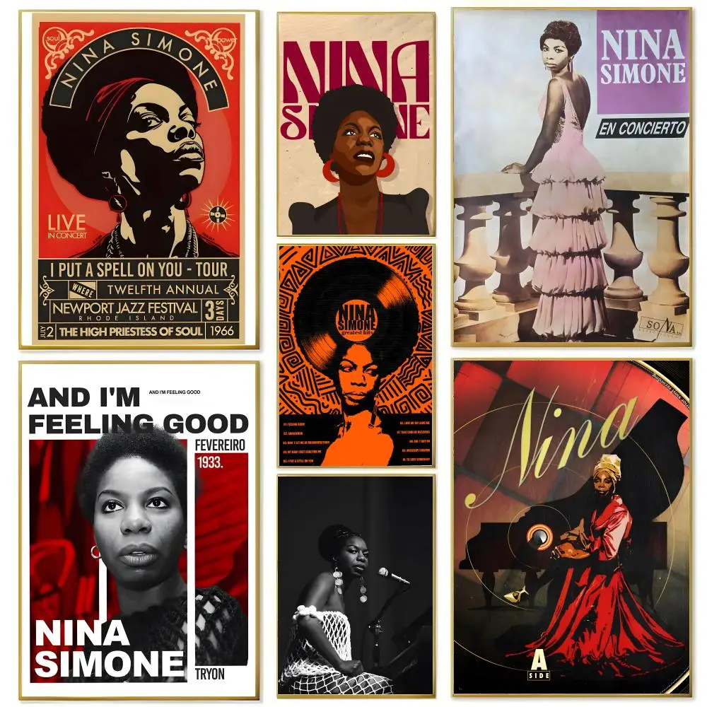 Singer N-Nina S-Simone Poster Wall Art Print Art Suitable for Living Room Bedroom Bar Parlor Home Decor Gift