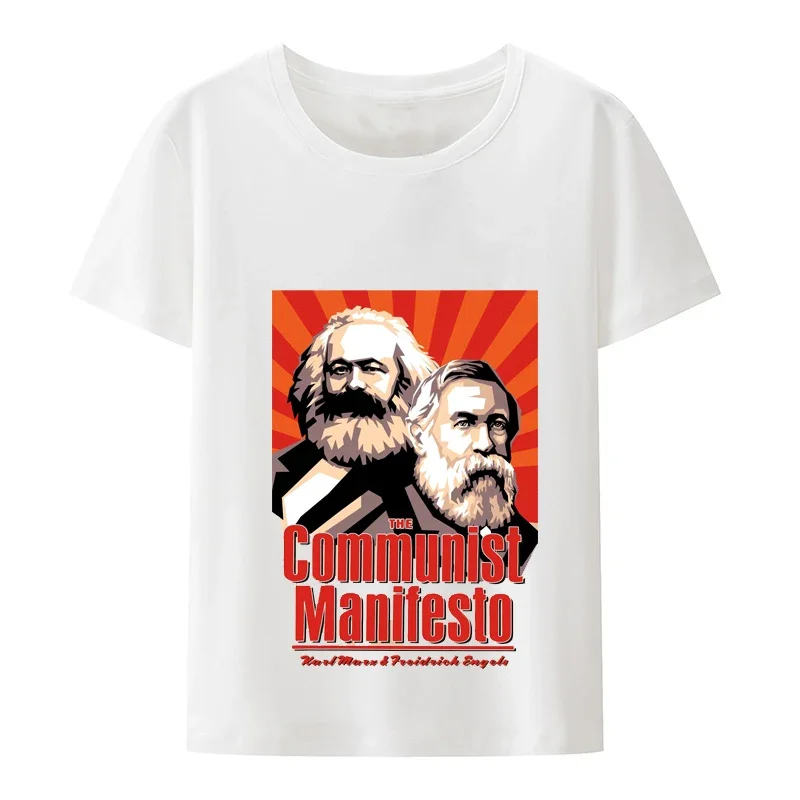 Portrait of Marx   T Shirt Classic Printed Retro Loose T-Shirts  Tops Tees   Black  Male T-Shirt Streetwear