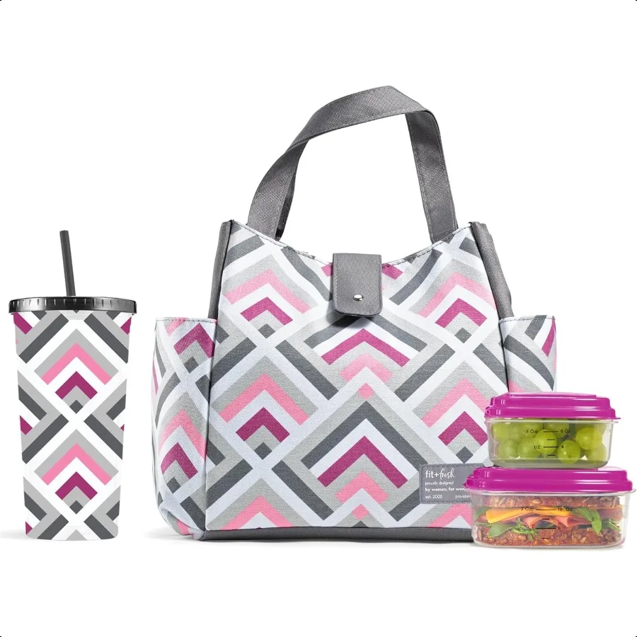 

Fit Fresh Lunch Bag For Women Insulated Womens Lunch Bag For Work Leakproof StainResistant Large Lunch Box For Women With Conta