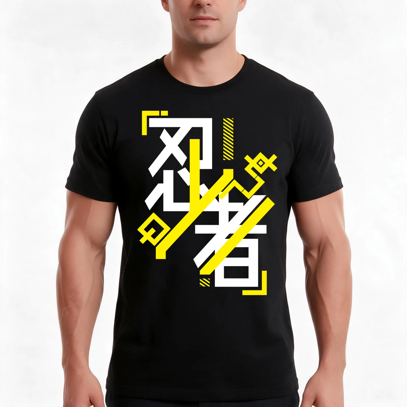 HiTech Ninja Symbol T-Shirt, Summer Casual Cotton Tee, Oversized Streetwear Tops, Vintage Graphic Print, Loose Fit Short Sleeve
