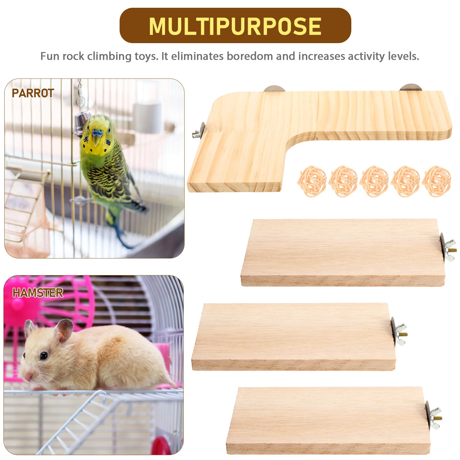 Hamster Jumping Platform Chew Toy Habitat Cage Corner Shelf Chinchilla Board Household Stand Wood Climbing Parrot Pet Parrot Toy