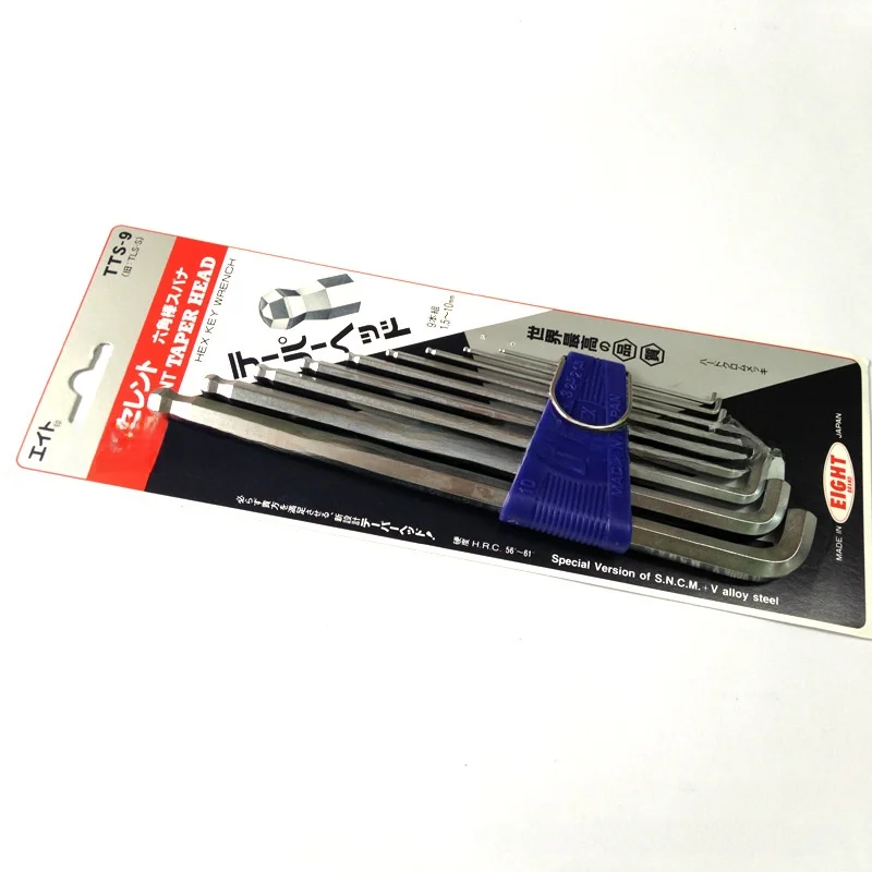 اليابان ثمانية Baili TTS-9 مجموعة مفاتيح ربط سداسية قصيرة 1.5-10 ملم