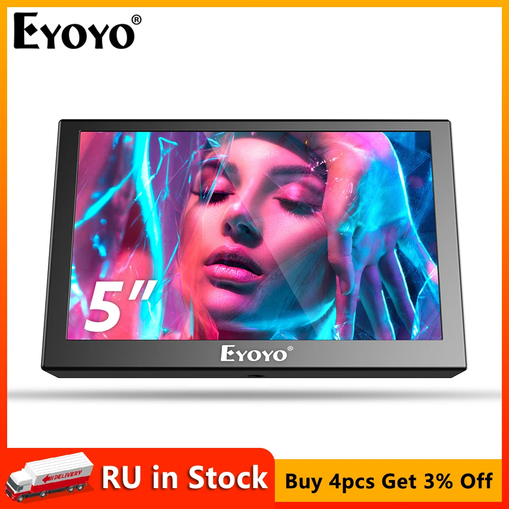 Eyoyo 5/7/8 Inch Car Rear View Monitor With HDMI VGA USB AV Port Home Security CCTV Mini Display Fast Response 5V2A Power Supply