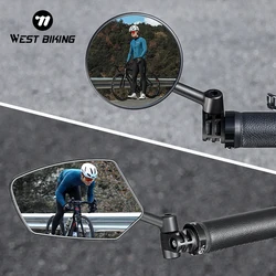 WEST BIKING Only Fit Left Anti-Glare Bicycle Mirror Rotatable Handlebar Reflector Rear View Mirror Clear Sight Bike Accessory