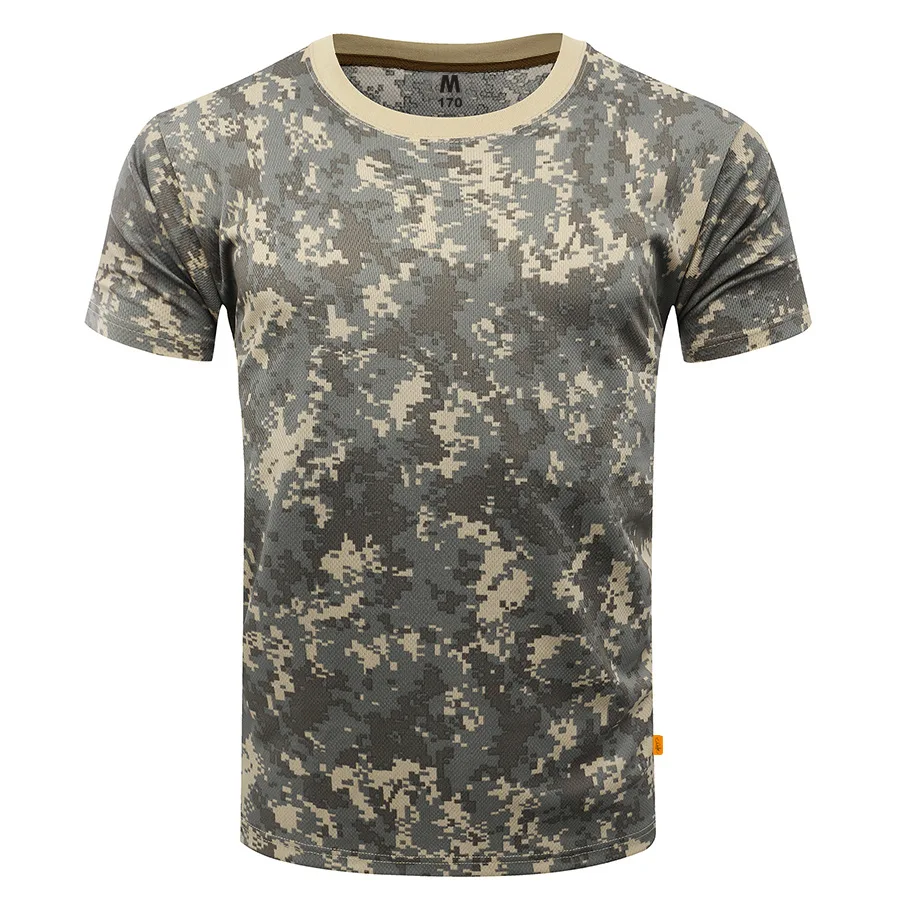 Men\'s Camouflage Tactical Shirt Short Sleeve Quick Dry Combat T-Shirt Military Army T Shirt Camo Outdoor Hiking Hunting Shirts