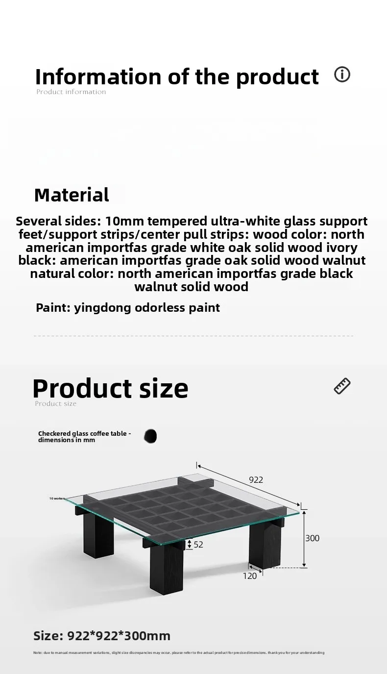 โต๊ะกาแฟไม้จริงสีดำสไตล์วบิซาบิ สำหรับห้องนั่งเล่น อพาร์ทเมนต์ขนาดเล็ก สไตล์โมเดิร์น ทรงสี่เหลี่ยม ดีไซน์เนอร์ P