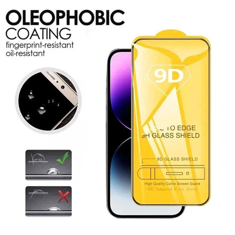 Protectores de pantalla 9D de vidrio templado para iPhone 17 16 Pro Max 18 16e 15 14 13 12 11, vidrio protector para iPhone X XR XS 7 8 Plus 4