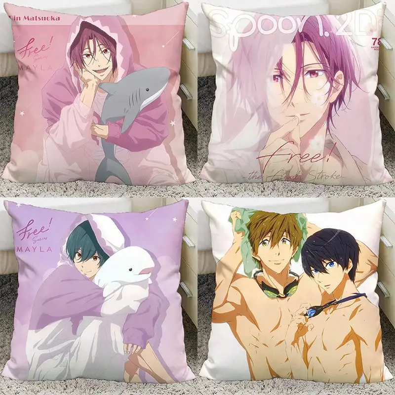 Anime Free! Nanase Haruka Pillow and Pillowcase Cushion Cover Case Double Sided Printing Decorative Pillows 40x40cm