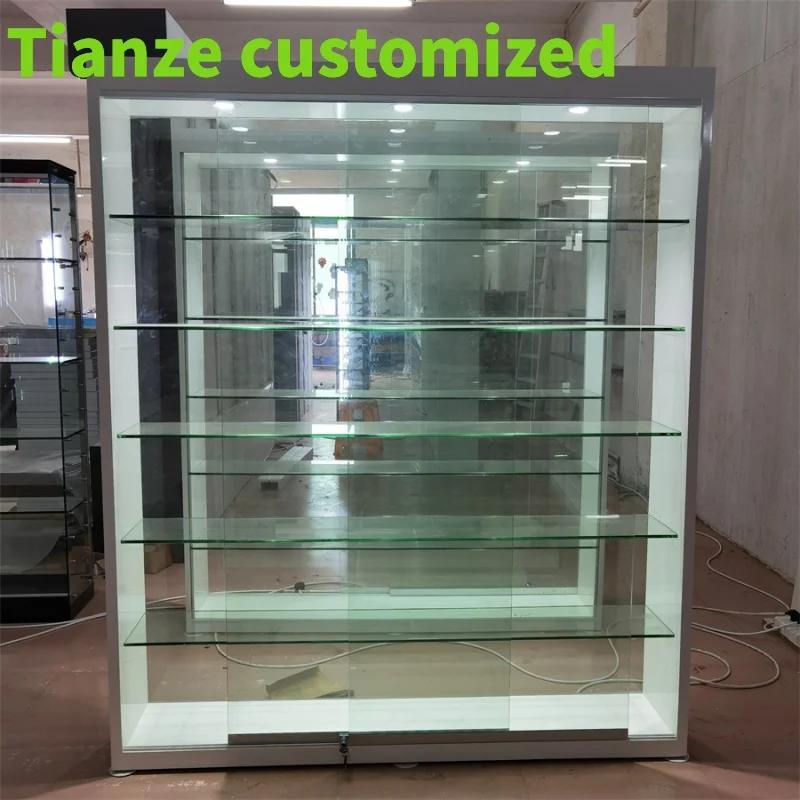 

Customized-Factory Direct Sale Smoking Shop Showcase Checkout Counter Shop Wall Dispensary Furniture With Drawers