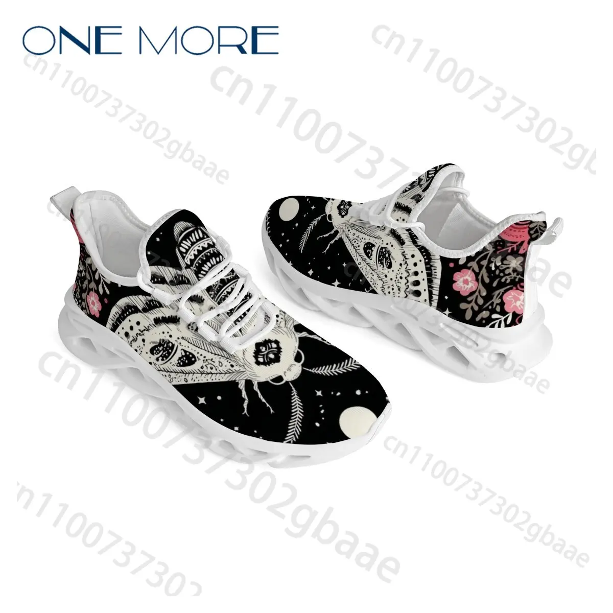 Unisex Size 33-45 Black White Mothman Printing Shoes New Hot Trendy Comfortable Soft Sole Lace Up Trainers in Stock