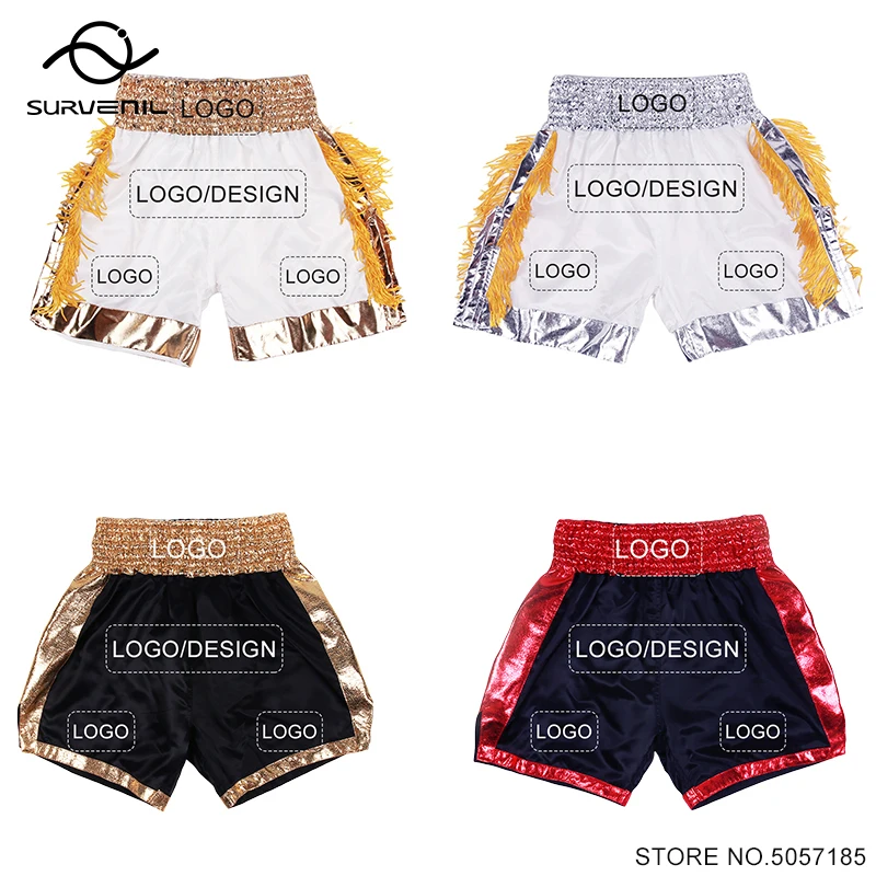 

Muay Thai Shorts Customized MMA Shorts Kids Tassels Sanda Kick Boxing Training Competition Pants Men Women Personalized Logo