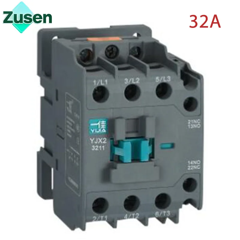 Zusen YJX2-3211 AC Contactor 32A 3 Phase 3-Pole 1NO1NC Coil Voltage 380V 220V 110V 36V 24V 50Hz