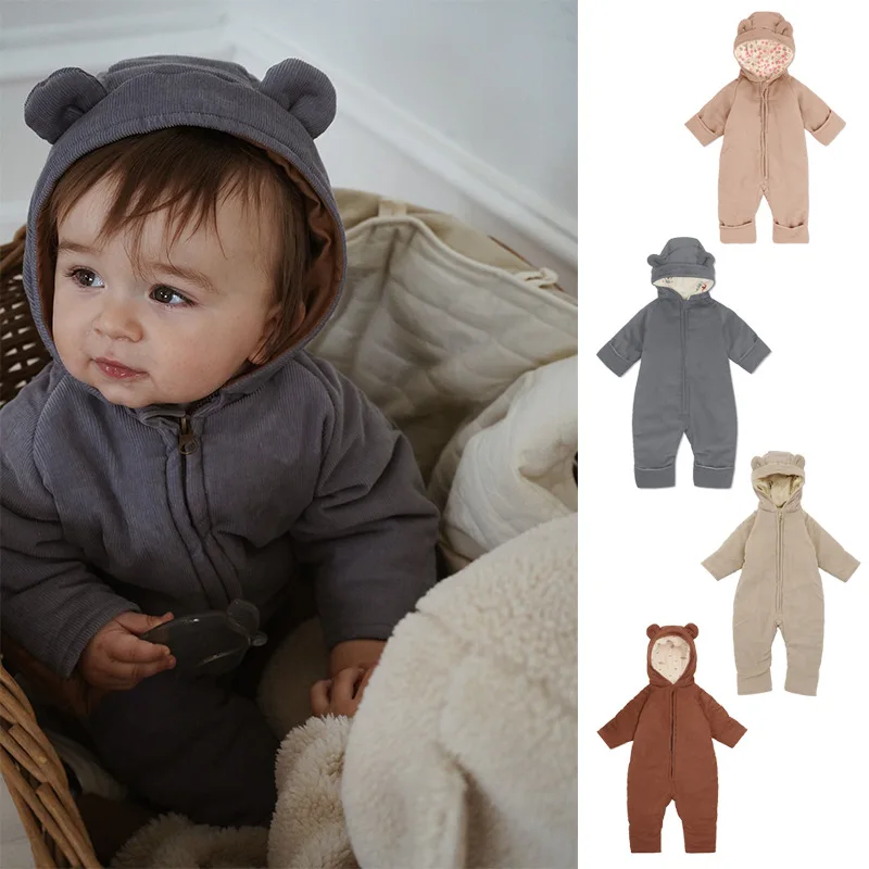 

Jenny&Dave Denmark KS Autumn and Winter Children's Creeper Coat Warm Infant and Toddler Corduroy Clip Cotton Bodysuit