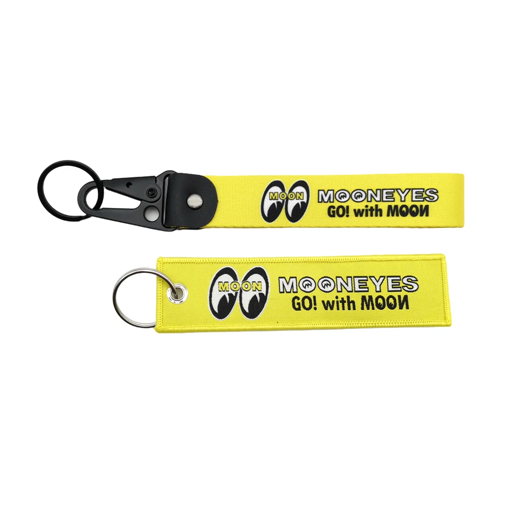 JDM Federclip Auto-Schlüsselanhänger Gelb MOONEYES Motorrad-Schlüsselring Persönlicher Modischer Stoff-Schlüsselanhänger JET-Tag Anhänger Zubehör – Detail 8
