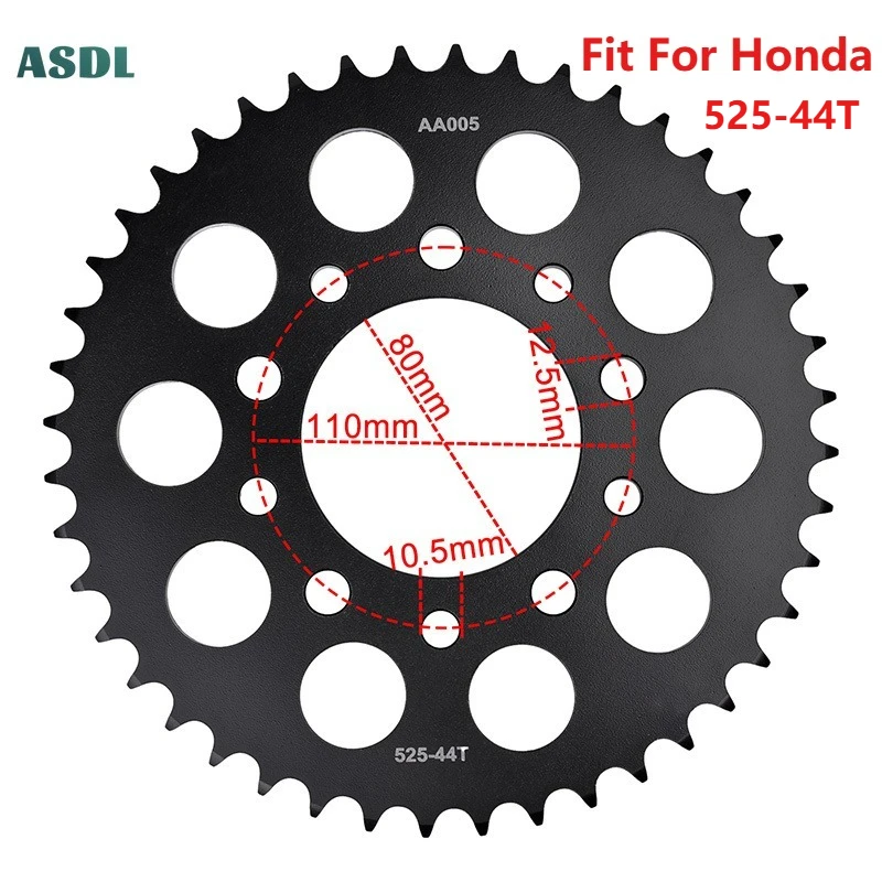 525 44T Motorcycle Rear Sprocket 20CrMnTi  Gear Wheel For Honda CB400 Super Four CBR400 VLX400 VRX400 VT600 VT600 VLX600 Shadow