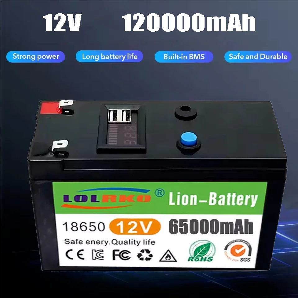 

18650 Battery 12V 10000mAh Lithium Battery Deep Cycle 30A BMS 4000+Cycles Perfect for Solar Fish Finder Power Wheel Boat Home RV