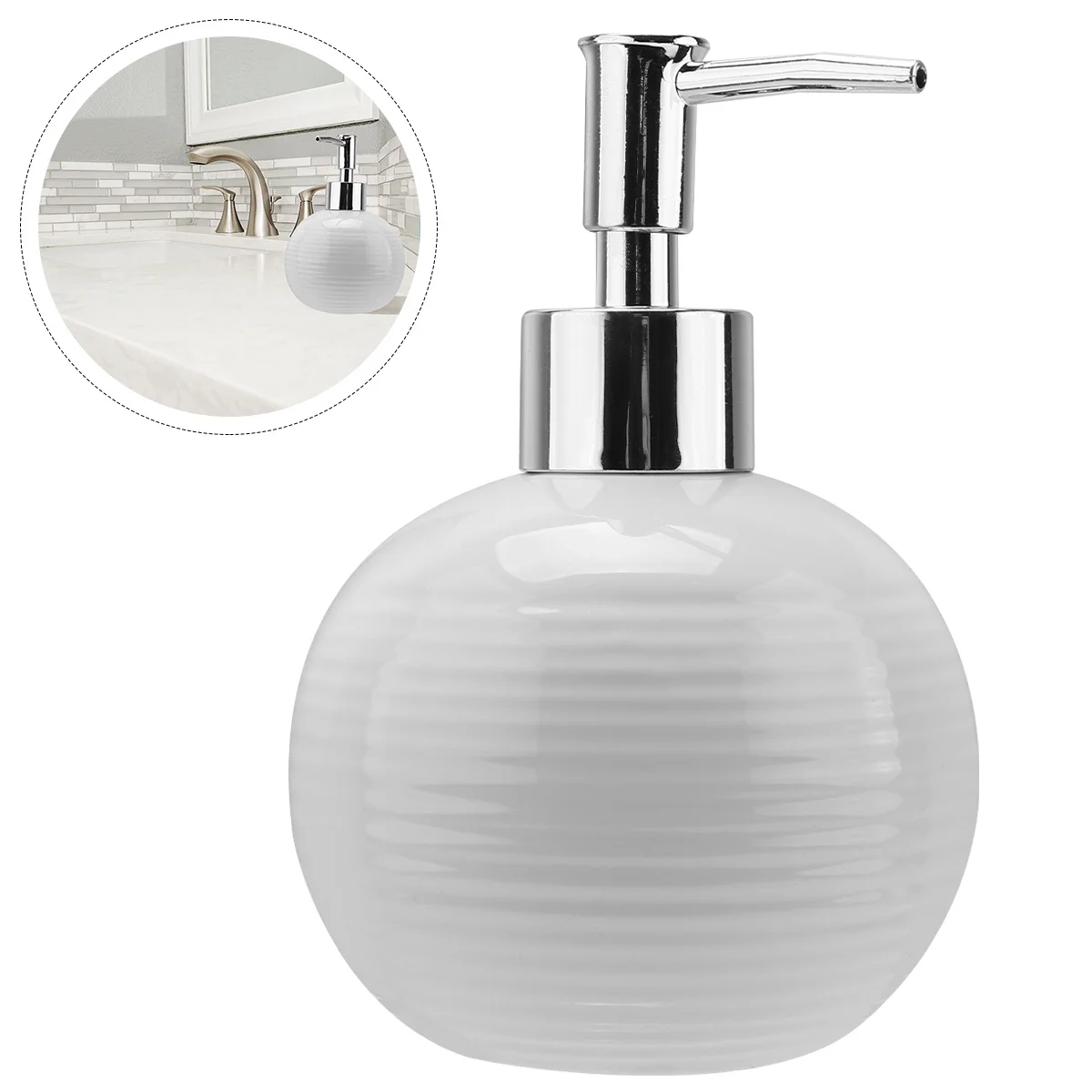 

1Pcs Ceramic Lotion Dispenser Bottle for Travel Portable Pump Squeeze Makeup Skincare Liquid Container Unisex White