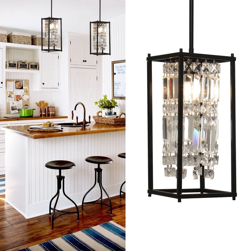 

2024 Retro Black Crystal Pendant Light Home Appliance Garden Fixtures Decoration Bedroom Bedside Lamp Room Decor Valentine's Day