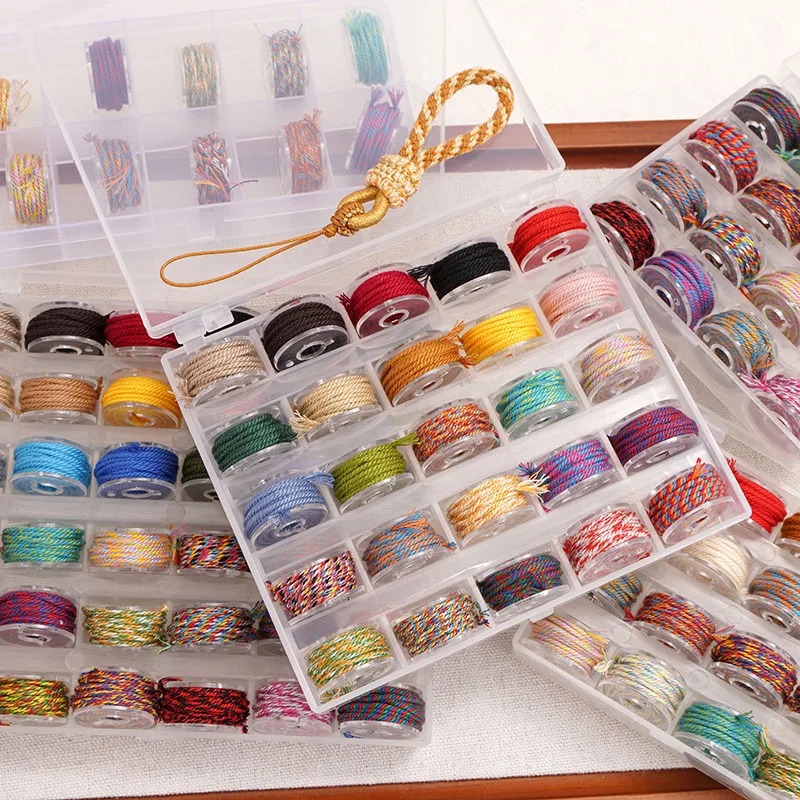 

10-36Colors/Box 1mm Cotton Cord Thread Twisted Woven Rope Crafts DIY Decoration Handmade Bracelet Phone Chain Making Accessories