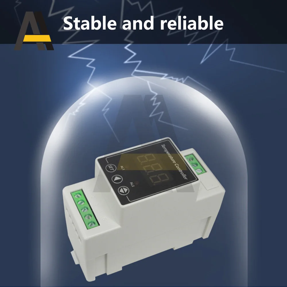 AC100-240V/تيار مستمر 8-24 فولت الدين السكك الحديدية ترموستات جهاز إنذار لدرجة الحرارة تحكم Din السكك الحديدية جبل تحكم للتدفئة التبريد