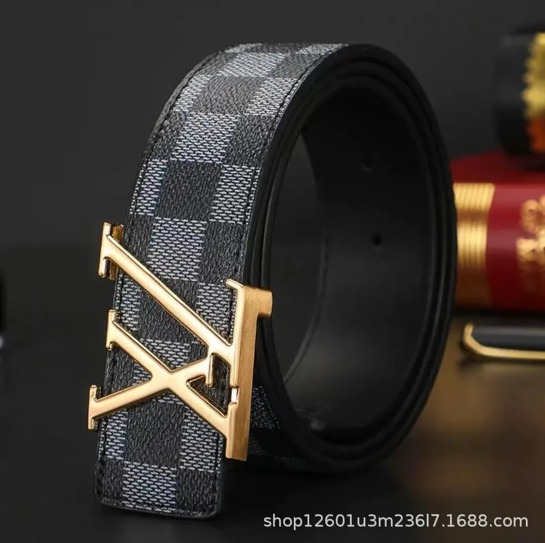 حزام جلد طبيعي بنمط مربعات فاخر للرجال - إبزيم تلقائي من جلد البقر الفاخر، بعرض 3.5 سم لكاجوال الأعمال #6